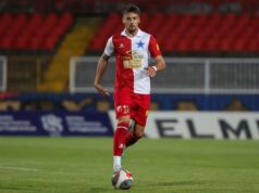 Njegoš Petrović posle utakmice sa Partizanom Miroslav Tanjga.jpg