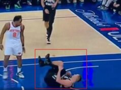 TRENUTAK KADA SU SE SVI ZALEDILI! Jokić pao i ostao da leži – odmah se uhvatio za povređenu nogu! (FOTO) Nikola Jokić