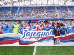 KOSOVO JE SRBIJA, ORILO SE NA UTAKMICI ZVEZDE I ZENITA: Veličanstveno navijanje simpatizera ruskog kluba u Sočiju! (FOTO) PARTIZAN-MLADOST_08.JPG