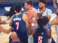 JOKIĆ POBESNEO ZBOG PRLJAVOG POTEZA – NASTAO OPŠTI HAOS NA TERENU! Srbinu pao mrak na oči, hteo fizički da se obračuna sa rivalom, zakuvalo se žestoko! Nikola Jokić