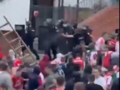 OVAKO JE SVE POČELO! NOVI SNIMAK HAOSA ISPRED MARAKANE: Pogledajte šta su u tuči koristili huligani, a šta policija Navijaču pozlilo na severnoj tribini