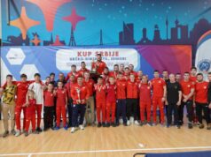 TROFEJ OTIŠAO U ZRENJANIN: Rvači Proletera pobednici Kupa Srbije Aleksandar Komarov, Željko Trajković, Davor Štefanek, Damir Šabić